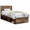 vidaXL Bed Frame with Storage and Headboard Smoked Oak 100 x 200 cm