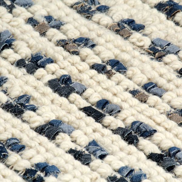vidaXL Rug Denim Wool 120x170 cm Blue/White