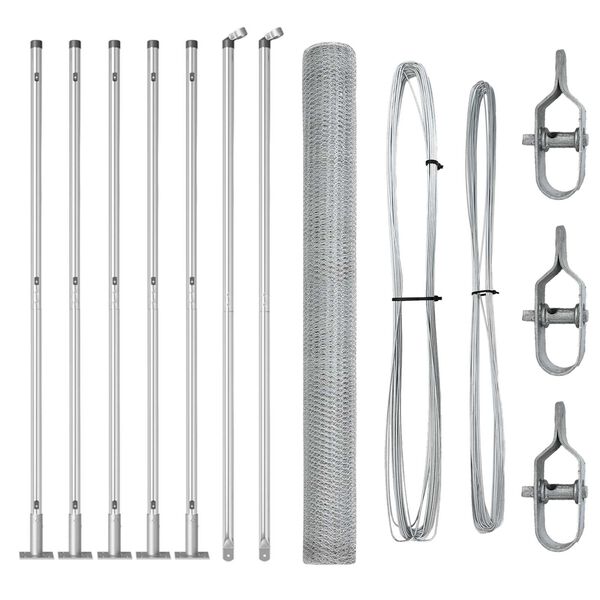 vidaXL Fence Post Silver 10 x 1.6 m (25 mm mesh) Steel