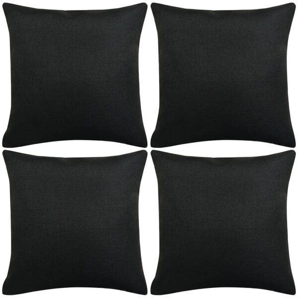 vidaXL Cushion Covers 4 pcs Linen-look Black 40x40 cm