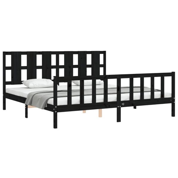 vidaXL Bed Frame without Mattress Black 200x200 cm Solid Wood Pine
