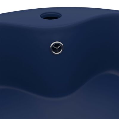 vidaXL Luxury Wash Basin with Overflow Matt Dark Blue 36x13 cm Ceramic