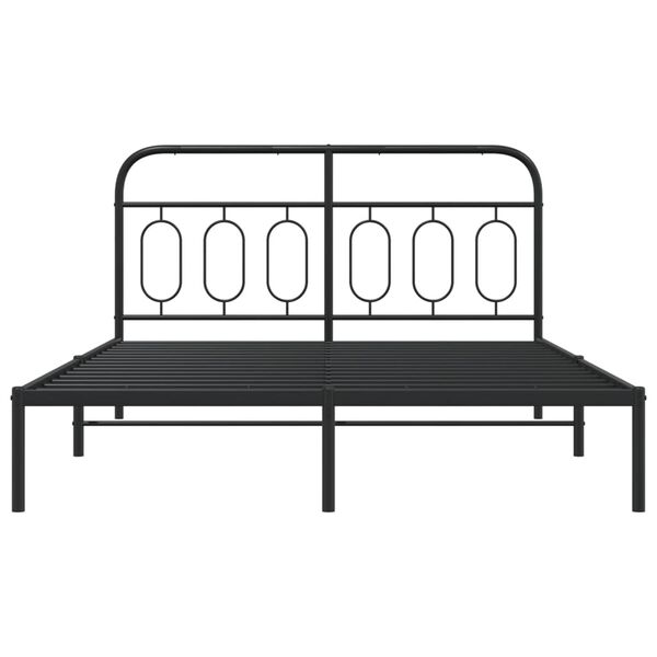 vidaXL Metal Bed Frame without Mattress with Headboard Black 140x190cm