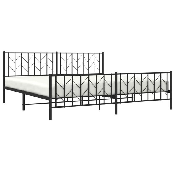 vidaXL Metal Bed Frame without Mattress with Footboard Black 200x200cm