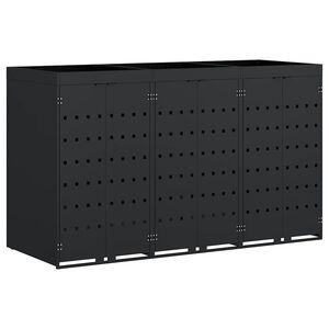 vidaXL Wheelie Bin Storage for 3 Bins Black 204 x 77.5 x 121.5 cm