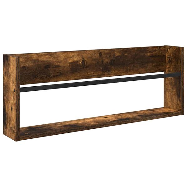 vidaXL Magazine Rack Smoked Oak 80 x 12 x 30 cm Engineered Wood