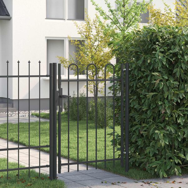 vidaXL Fence Gate with Lock Grey 103 x 175 cm Powder-Coated Steel
