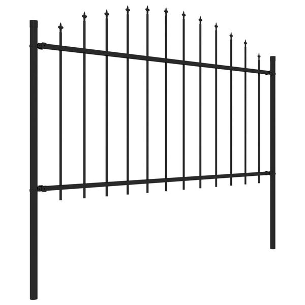 vidaXL Garden Fence with Spear Top Steel 537x150 cm Black