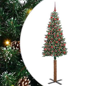 vidaXL Slim Christmas Tree Green 180 cm PVC and Solid Pine wood