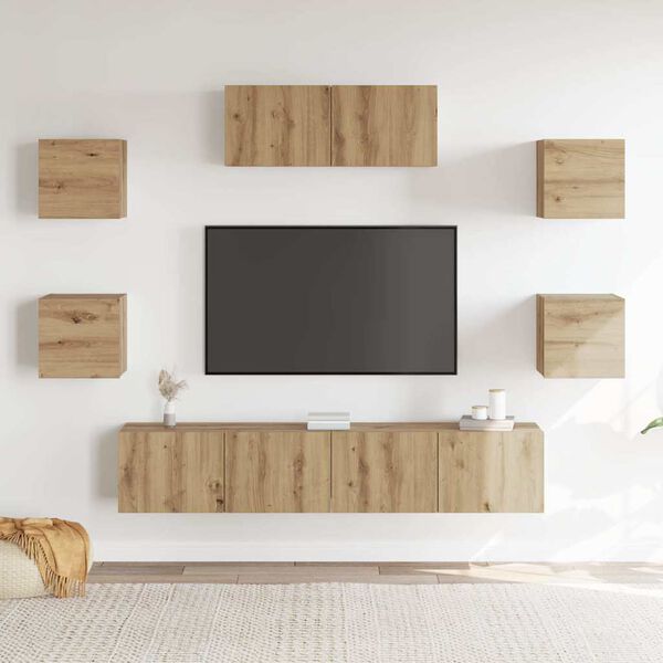 vidaXL 7 Piece TV Cabinet Set Wall-mounted Artisan Oak