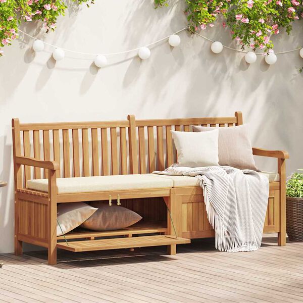 vidaXL Bench with Storage Brown 180 x 60 x 90 cm Solid Teak Wood