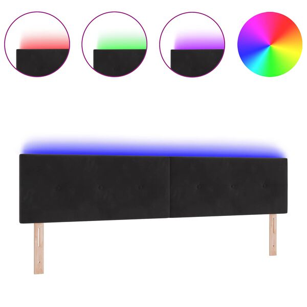 vidaXL LED Headboard with LED Strip Lights Black 200 cm Polyester