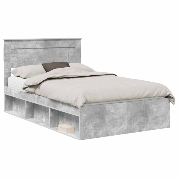 vidaXL Bed Frame Concerte Grey 135 x 190 cm Solid Pine Wood