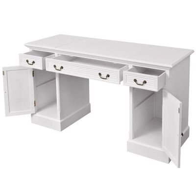 vidaXL Double Pedestal Desk White 140x48x80 cm