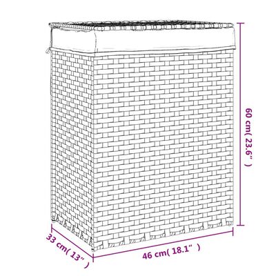 vidaXL Laundry Basket with Lid White 46x33x60 cm Poly Rattan