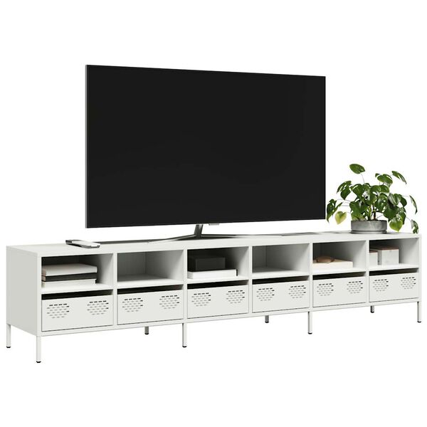 vidaXL TV Cabinet White 202x39x43.5 cm Cold-rolled Steel