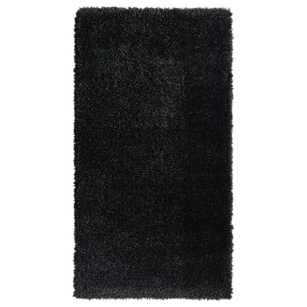 vidaXL High Pile Shaggy Rug Black 80x150 cm 50 mm