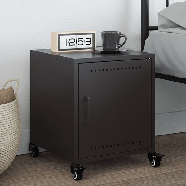vidaXL Bedside Cabinet Black 36x39x43.5 cm Steel