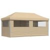 vidaXL Foldable Party Tent Pop-Up with 4 Sidewalls Beige