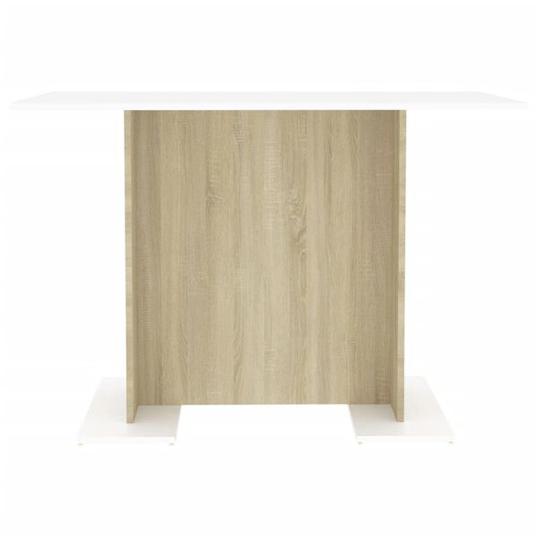 vidaXL Dining Table White and Sonoma Oak 110x60x75 cm Engineered Wood