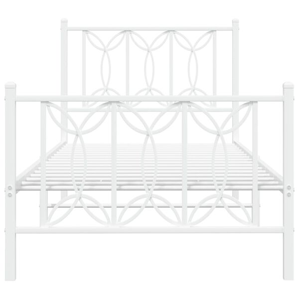 vidaXL Metal Bed Frame without Mattress with Footboard White 80x200cm