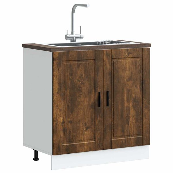 vidaXL Sink Base Cabinet&nbsp;"Porto" Smoked Oak 80x46x81.5 cm&nbsp;Engineered Wood