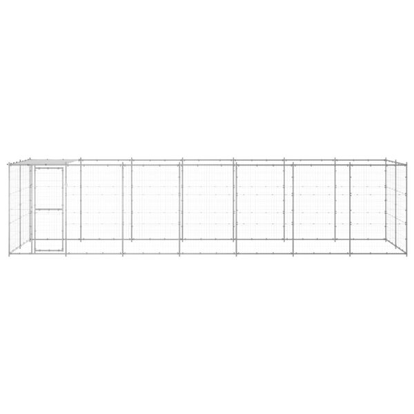 vidaXL Outdoor Dog Kennel Galvanised Steel with Roof 16.94 m²