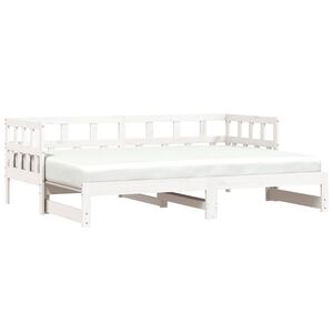 vidaXL Daybed with Trundle without Mattress White 90x190 cm Single Solid Wood
