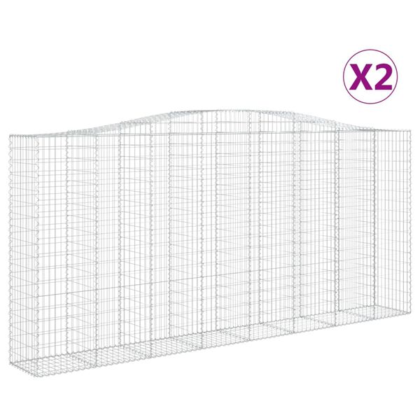 vidaXL Arched Gabion Baskets 2 pcs 400x50x180/200 cm Galvanised Iron