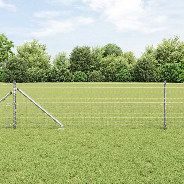 vidaXL Fence Posts Manual 7 pcs Silver Ø32mm 100 cm Galvanised steel
