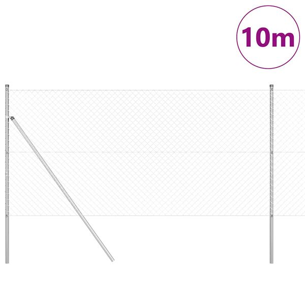 vidaXL Fence Post Silver 10 x 1.4 m (40 x 40 mm mesh) Steel