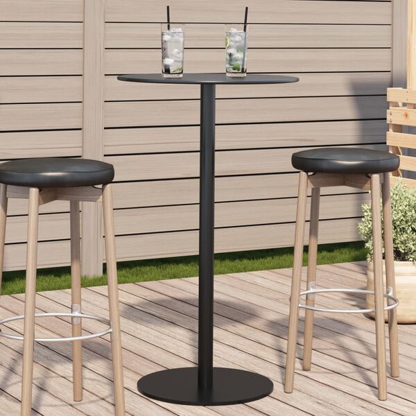 vidaXL Garden Table Round Black &Oslash;60x105 cm Steel