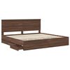 vidaXL Bed Frame with Drawer Brown Oak 200 x 200 cm Engineer Wood