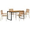 vidaXL Garden Dining Set 5 pcs Beige 140 x 80 x 75 cm Poly Rattan