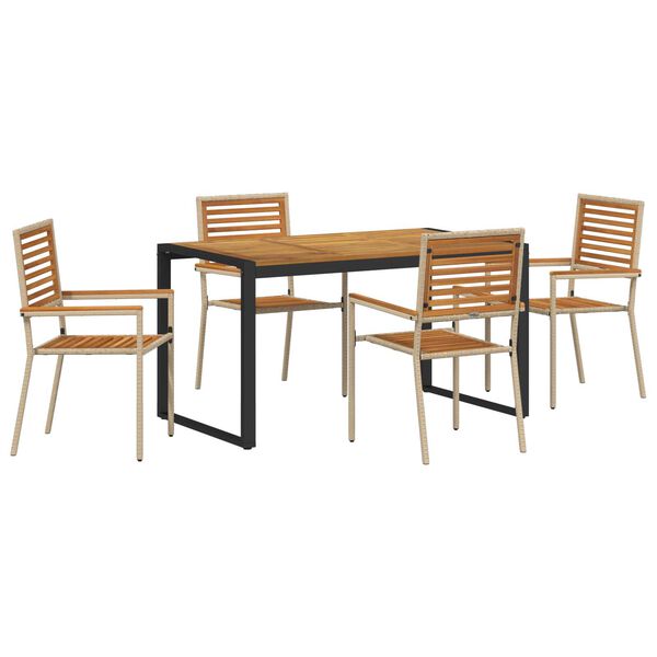 vidaXL Garden Dining Set 5 pcs Beige 140 x 80 x 75 cm Poly Rattan