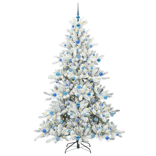 vidaXL Artificial Hinged Christmas Tree White 210 cm PVC and Steel