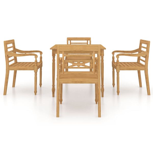 vidaXL 5 Piece Garden Dining Set Solid Teak Wood