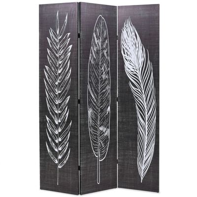 vidaXL Folding Room Divider 120x170 cm Feathers Black and White