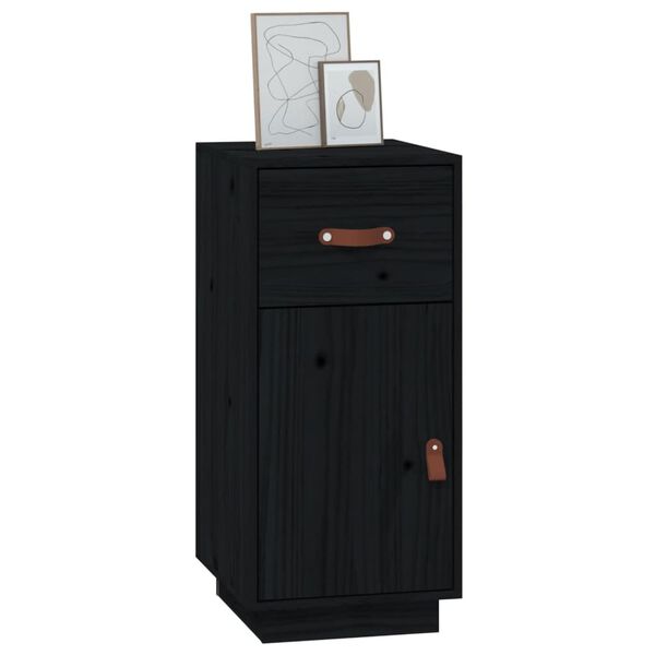 vidaXL Sideboard Black 34x40x75 cm Solid Wood Pine
