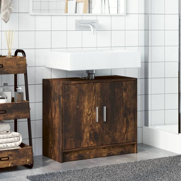 vidaXL Sink Cabinet Smoked Oak 63x29x55 cm Engineered Wood