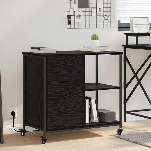 vidaXL Cabinet with Charging Station Black Oak 76 x 41 x 72 cm