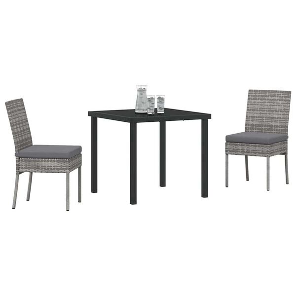 vidaXL Garden Dining Set 3 pcs Grey Powder-Coated Steel