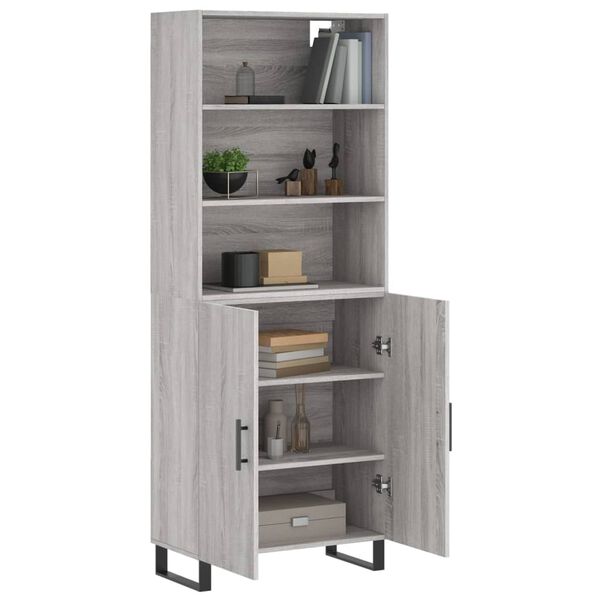 vidaXL Highboard Grey Sonoma 69.5x34x180 cm Engineered Wood