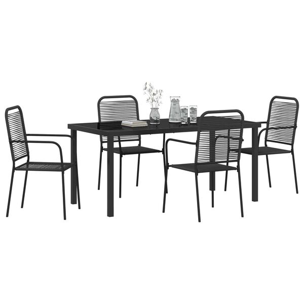 vidaXL Garden Dining Set 5 pcs Black Powder-Coated Steel