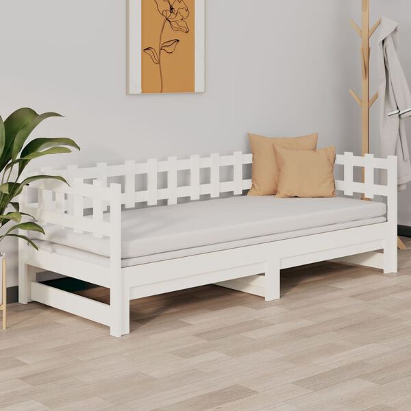 vidaXL Pull-out Day Bed without Mattress White 2x(90x200) cm