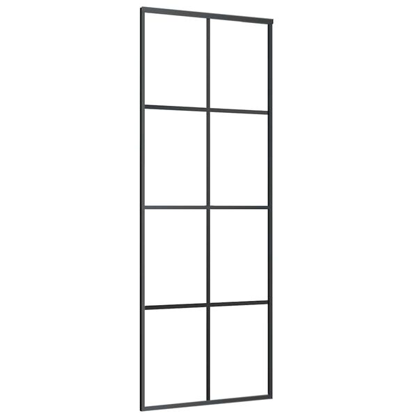 vidaXL Sliding Door Aluminium and ESG Glass 76x205 cm Black