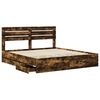 vidaXL Bed Frame with Drawer Smoked Oak 200 x 200 cm Engineer Wood