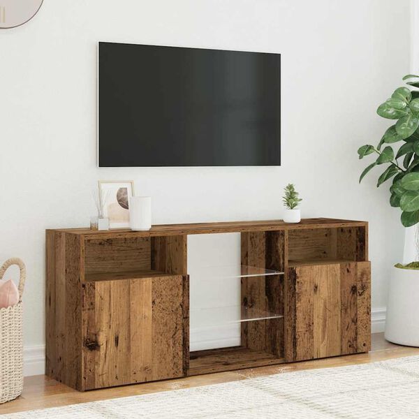 vidaXL TV Cabinet with LED Lights Old Wood 120x30x50 cm Engineered Wood