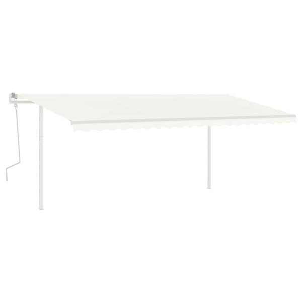 vidaXL Manual Retractable Awning with Posts 5x3 m Cream