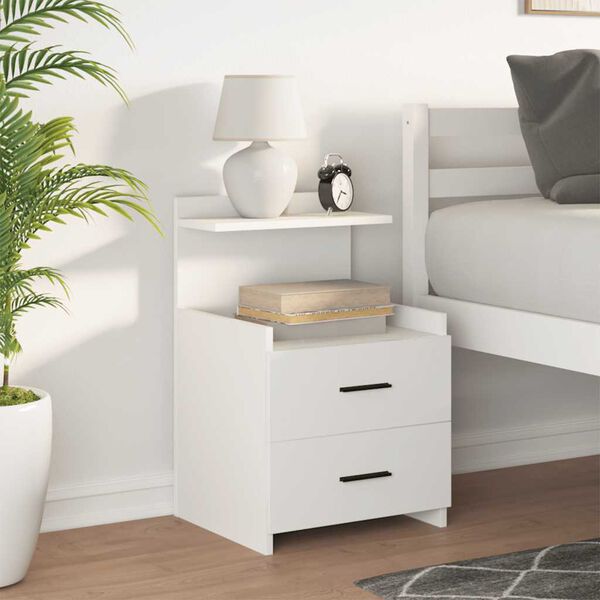 vidaXL Bedside Cabinet with 2 Drawers White 40x36.5x62 cm